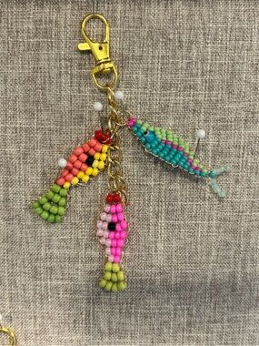 Beaded Fish Keychain Charm - Multicolor